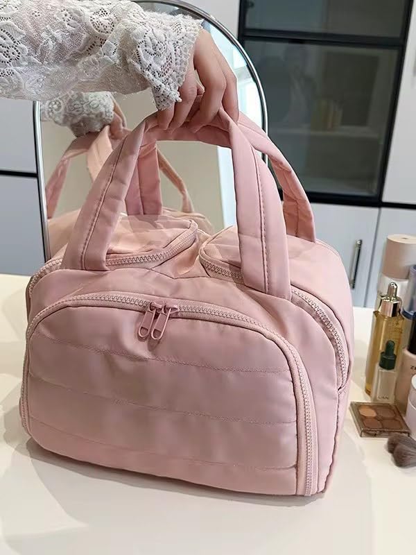 Image of Travel Toiletry Bag, Lightweight Large Wide-Open Travel Bag for Women, Puffy Cosmetic Makeup Bag Organizer, Pink