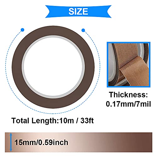 Image of DAOKI 4 Rolls Polyester High Temp Tape Green PET Tape 8 /12 /20 /25mm x 33m(108ft) Silicone Adhesive Tape for Masking, Circuit Boards with 2 Rolls 15mm x 10m(33ft) Teflon Tape