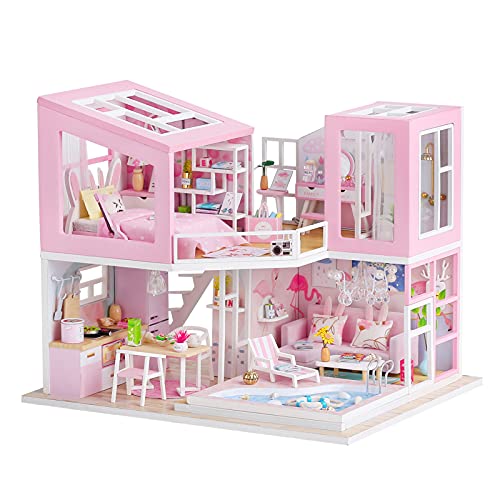 KavRave Miniature Dollhouse Kits,DIY Miniature Dollhouse Kit Plus LightÂ andÂ MusicÂ Movement,1:24 Scale Wooden Dollhouse Kit,Miniature House Kit with Dollhouse Furniture,DIY Toy for Adult and Teen