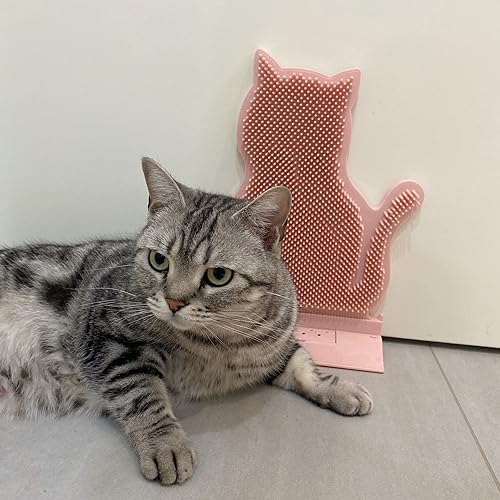 Image of Cat Corner Self Groomer & Brush with Catnip Soft Wall Scratcher & Grooming Combs for Indoor Cats