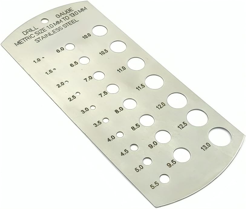 25 Holes Drill Gauge, Stainless Steel, Metric Standard 1-13 mm