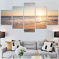 SIGNWIN 5 Panel Canvas Wall Art Landscape Ocean for Home Decorations Ready to Hang - 60