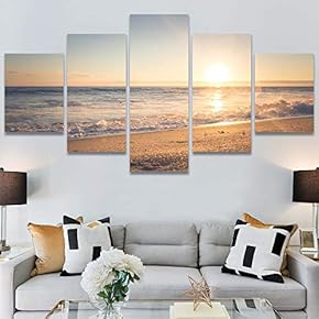 SIGNWIN 5 Panel Canvas Wall Art Landscape Ocean...