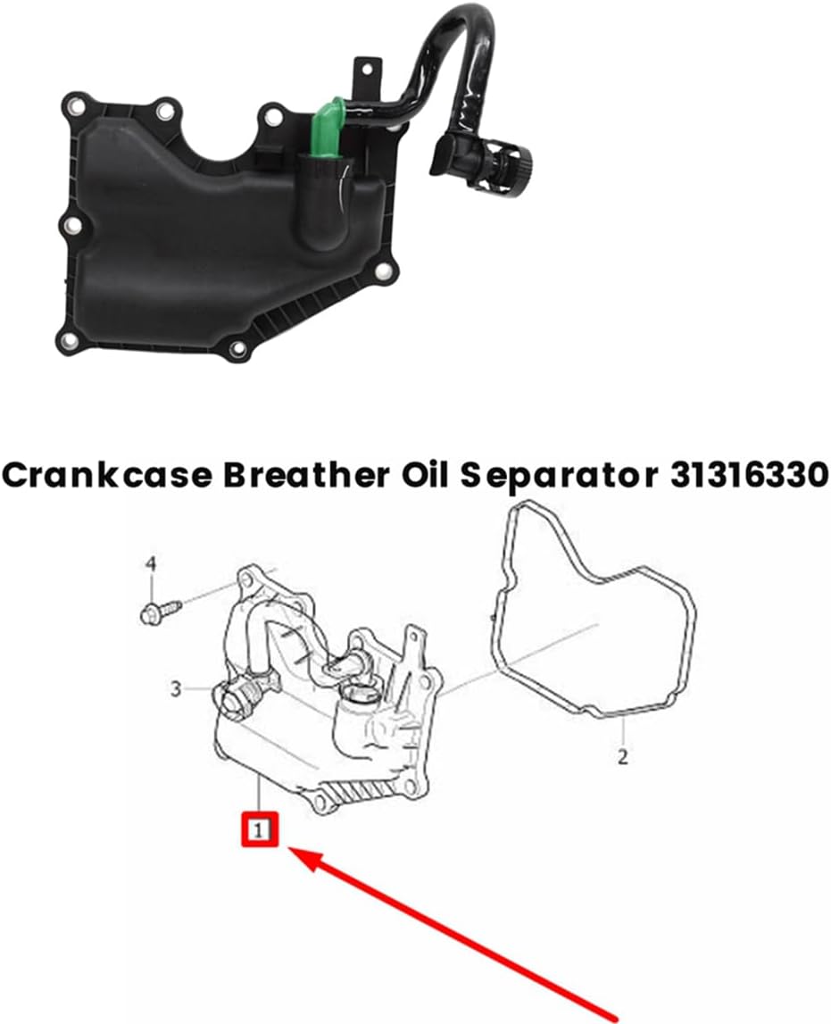 Car Crankcase Breather Oil Trap 31316330 for Volvo XC60 V60 S80 V70 S60 10-2015 Oil Separator Tube Cover Exhaust Valve