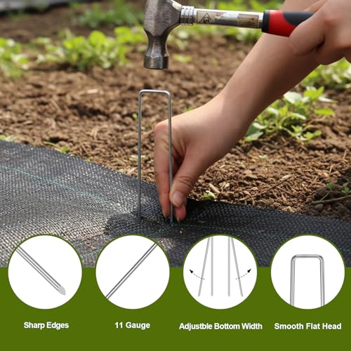 Image of HongWay 60 Pack Landscape Staples 6 Inch, Galvanized Garden Stakes 11 Gauge