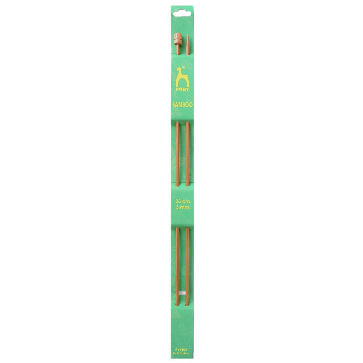 Pony Single Ended Bamboo Knitting Pins, Multi-Colour, 3mm