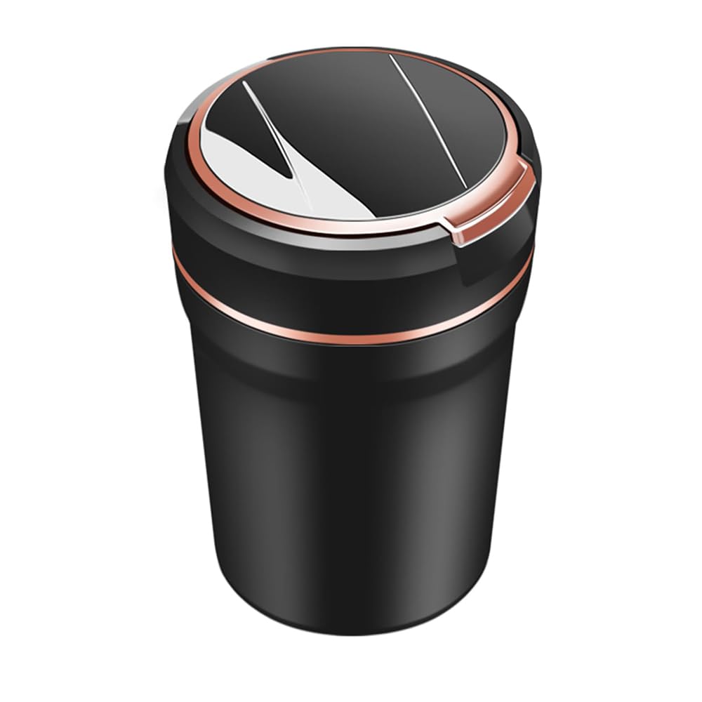 Car Ashtray With Lid & LED Light - Smokeless Portable Ash Tray, Mini Trash Can For Car Cup Holder - View #2