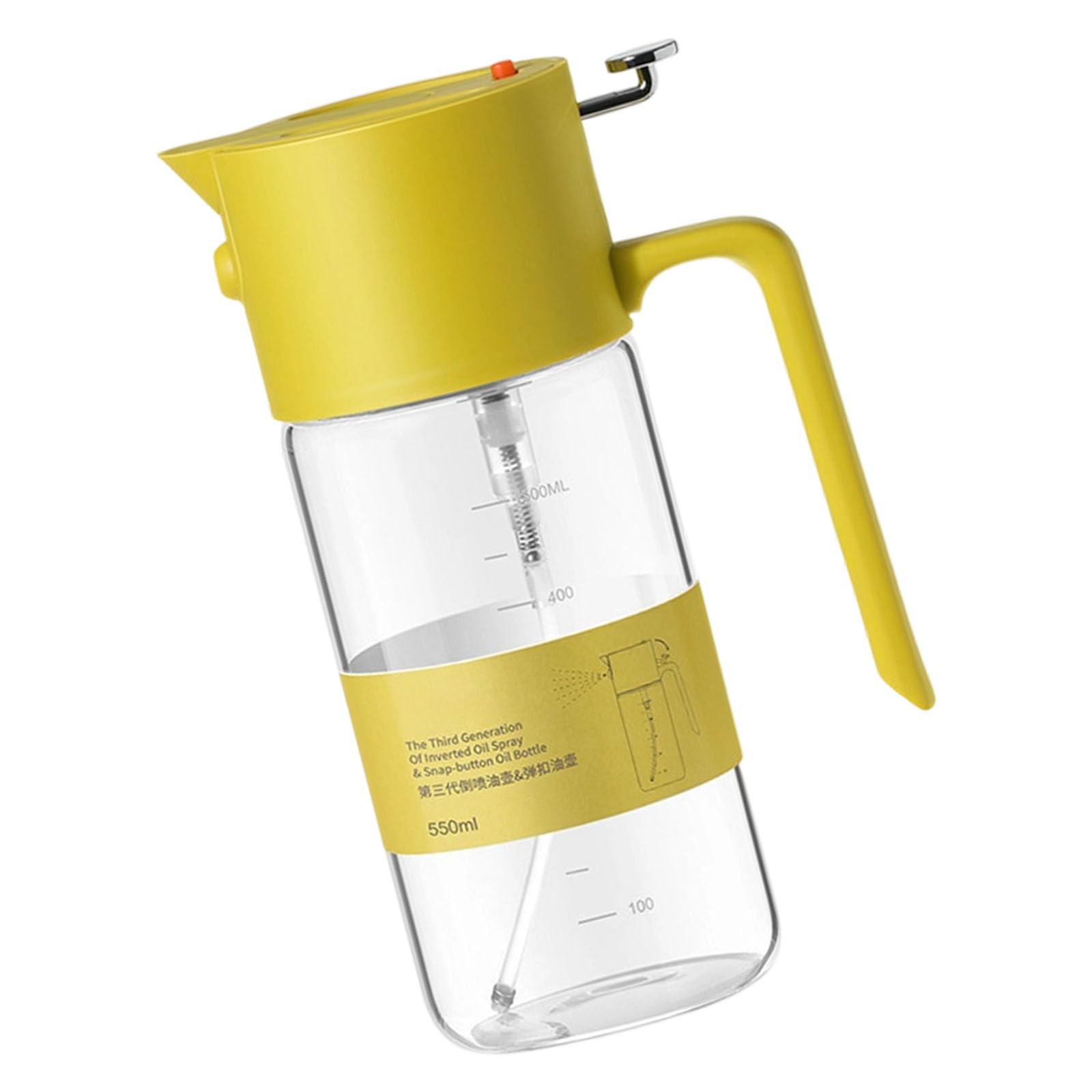 Kaeltsyn Yellow Premium 550Ml Kitchen Oil Sprayer High Borosilicate Glass Dispenser Bottle For Cooking And Grilling Sprinkle Bottle