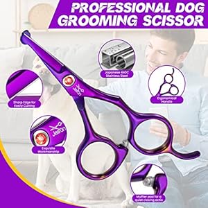 Jason 45 Dog Grooming Scissor  Professional Straight Shear with Round Tips Japanese Stainless Steel Scissors for Dogs Cats and Other Pets  Cucciolini Doodles Jason 4 5 dog grooming scissor  professional straight shear with round tips japanese stainless steel scissors for dogs cats and other pets   cucciolini doodles