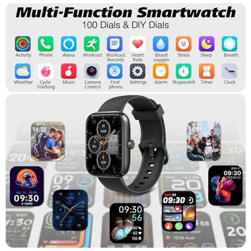 Smart Watch for Men Women with Bluetooth Call, Alexa Built-in, Heart Rate & Sleep Monitor, 1.83" DIY Dial Fitness Watch with 100+ Sport Modes, IP68 Waterproof, Compatible with Android iOS view 8