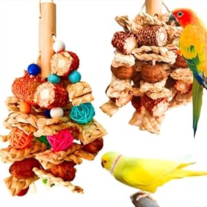 Bird Toys for Parakeets,Parrots Chew Toy,Natural Hanging Bird Cage Toy for Cockatiels Conures Lovebirds African Gray and Other Small Medium Birds