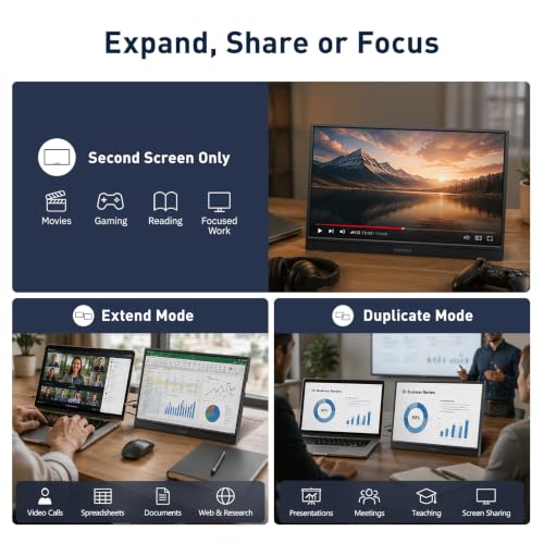 Image of KOORUI 15.6 inch Portable Monitor FHD 1080P IPS External Display, Second Screen for Travel and Office, USB-C HDMI Gaming Monitor with Kickstand & Speakers for Laptop PC