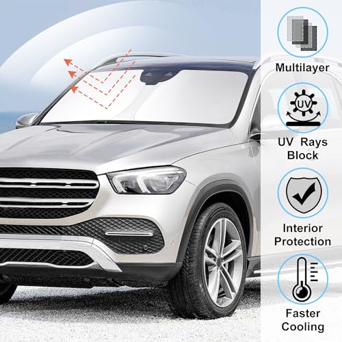 Image of Windshield Sun Shade Compatible with 2020 2021 2022 2023 2024 2025 2026 Mercedes GLE 350 450 Accessories Window Sunshade Sun Visor Protector Keep Car Cool