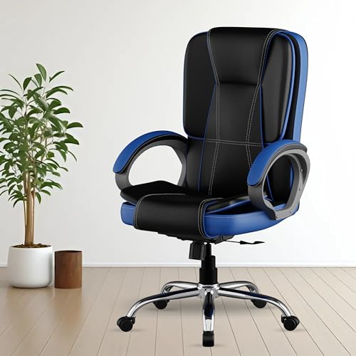 Image of FUGO FG12 Ergonomic Office Chair with Adjustable Height,Cushioned Back & Seat,Tilting Mechanism,Heavy-Duty Metal Base,Dual Nylon Casters-Ideal for Work,Gaming, Study,3Year Warranty (Black & Blue)