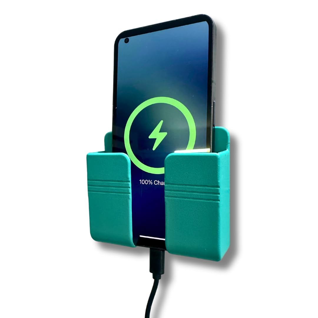 Wall Mounted Mobile Holder Storage Case for Remote, Wall Mounted Mobile Stand/Multi Purpose Stand with Hole for Phone Charging (Green)-image-18
