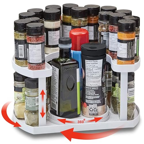 Organizador Especias Especieros para Cocina. Especiero Giratorio Almacenamiento Cocina Estanteria Cocina Estanterias Almacenaje Estante giratorio cocina Organizadores especia Cocinas (Blanco)