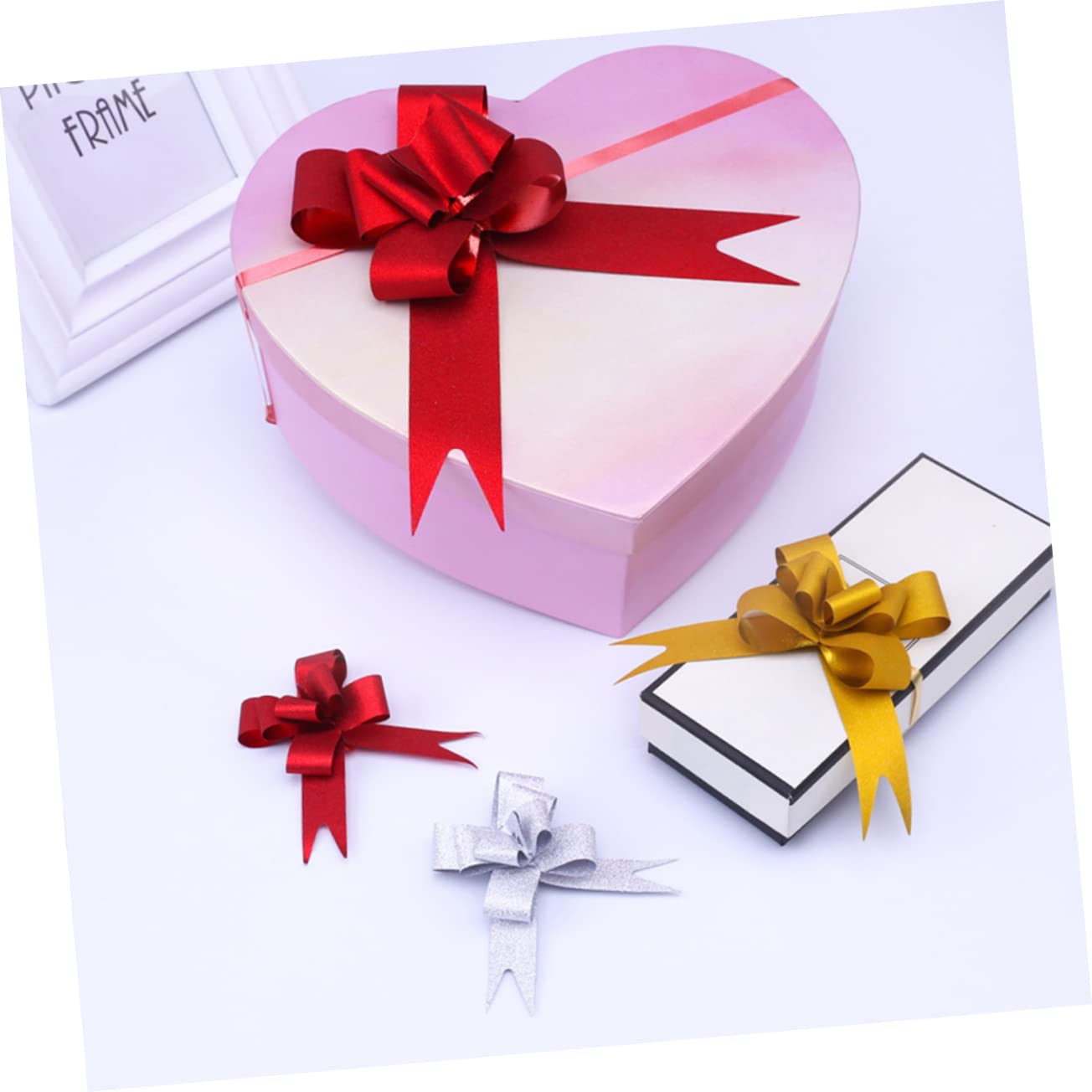 Healeved 60piezas Lazos De Tirar Decorativos con Patrón De para De Navidad Lazos Rojos para Decoración De Fiestas y Eventos
