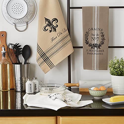 DII French Style Tabletop Kitchen Collection Geschirrtuch-Set, 45,7 x 71,1 cm, verschiedene französische Maserung, 3-teilig