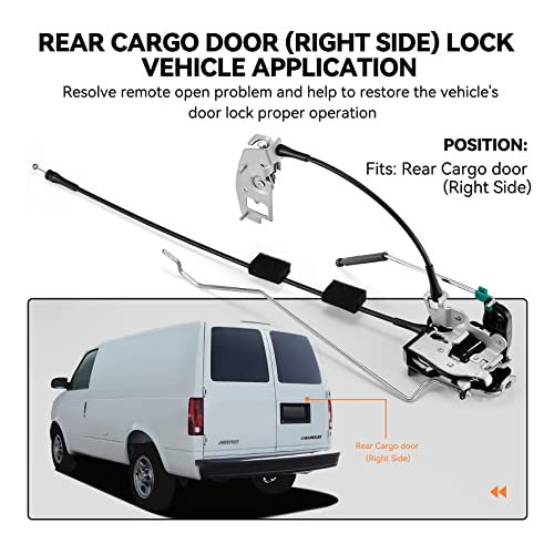 Image of SYERAL Door Latch Assembly w /Cable & Rod Right Side Rear Cargo Door Compatible with 1992-2014 E-150 E-250 Club Wagon Econoline Club Wagon 6C2Z-15431A02-AA, 8C2Z-15431A02-C