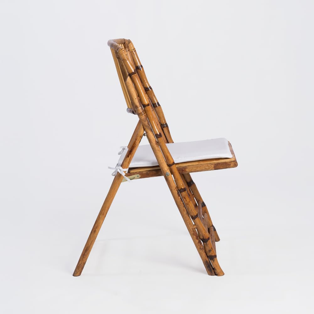 Silla de Madera de Bambú Plegable con Cojín Incluido para Jardín, Hostelería y Eventos. Certificado de Calidad y Diseño Ligero para Catering al Aire Libre. (2)