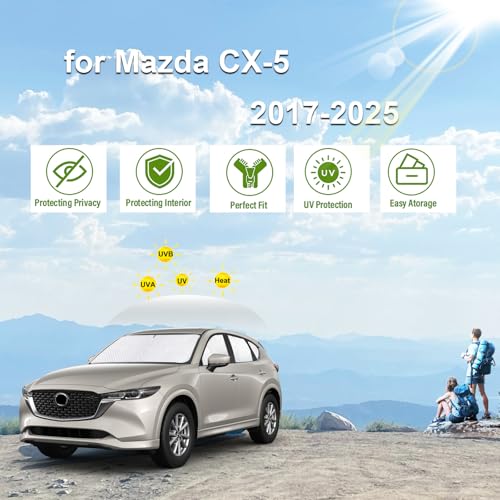 Image of KMF Windshield Sun Shade Replacement for Mazda CX-5 Accessories 2017-2024, Side Window Sun Shade Cover Sun Visor Shield Cover, Rear Window Sunshade for Camping /Baby UV Block and Privacy Protect