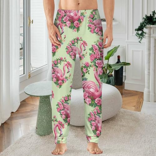 Flamingo with Flowers Pajama Pants Men Pj Bottoms Sleepwear Lounge Pant2