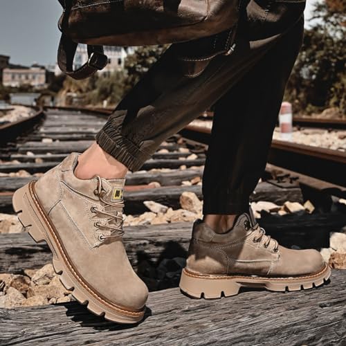 Leather Mid Ankle Boots for Men Fashion Outdoor Sport Breathable Elastic Sole Work Casual Sneaker Tenis para Hombre Designer Slip-on Shoes3