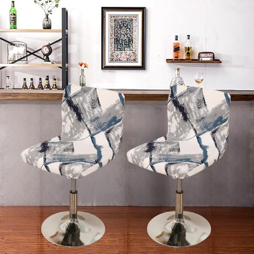 Image of FUANGUI Bar Stool Covers Set of 2, Stretch Bar Stool Chair Cover Slipcovers, Floral Print Counter Stool Bar Chair Covers for Kitchen Pub Dining Room (Geometric Grey)