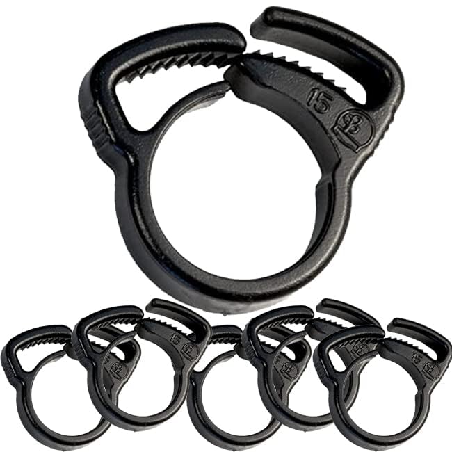 Abrazadera Tubo Riego por Goteo 16mm | Pack 100 Abrazaderas de Presion para Manguera de Jardin 16 mm | Accesorios Riego por Goteo Tuberia 16mm | Sujecion para Tubo Riego | Te Codo Enlace Goteros Llave