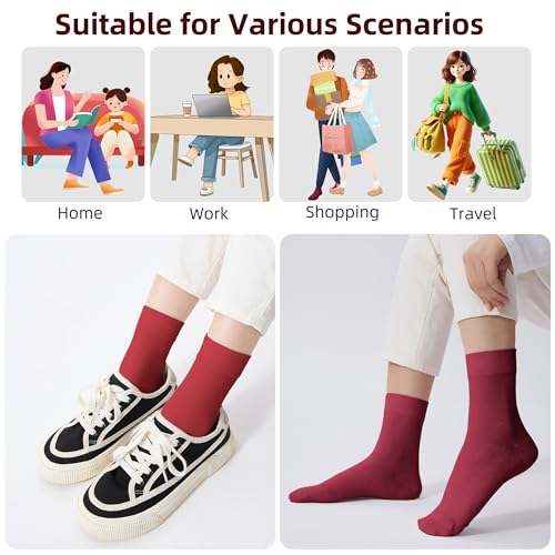 Image of Corlap Women's Thin Above Ankle Socks - 6Pairs Cotton Casual Bootie Dress Crew Socks