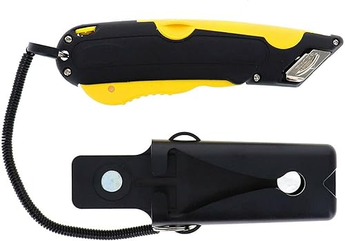 Miniatura 1 de Veltec EZ-1000 Cuchillo de utilidad para caja de seguridad, ajuste de profundidad de 3 cuchillas, gatillo de apriete y guía de borde lateral doble,