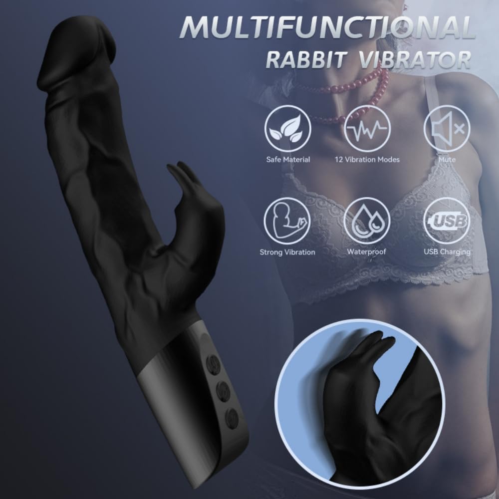 Vibromasseur Lapin En Silicone Rose - Double Stimulation Clitoridienne Et Vaginale - Imperméable