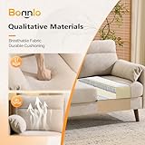 Bonnlo Fabric 2 seater sofa,Small Modern Couch with Soft Cushion,Tapered Legs and Side Pocket Storage,Compact Loveseat with Deep Seat Perfect for Living Room,Bedroom,Office,Dorm,Beige - Image 8