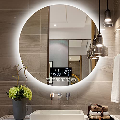 Miroir de salle de bain rond anti-buée tactile pour maquillage