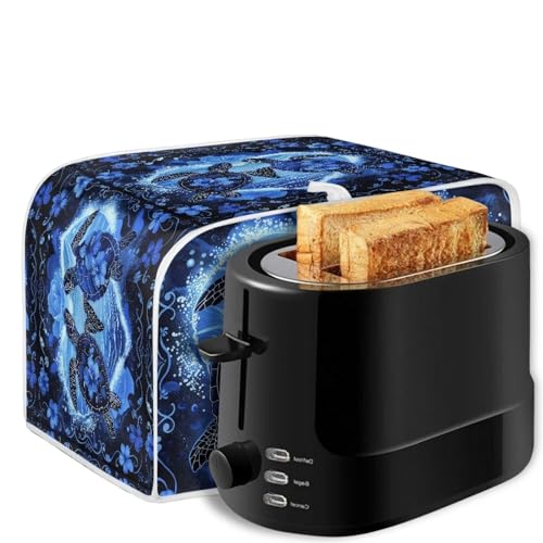 Image of Talayituse Turtle Hibiscus Print 2 Slice Toaster Covers Dust Protection Bread Maker Covers Toaster Oven Cloth Cover Kitchen Accessories Washable Appliance Cover with Handle