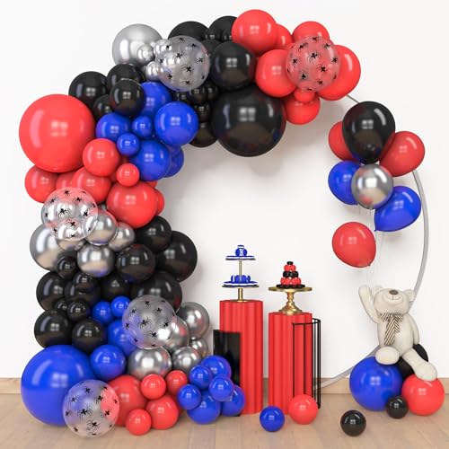 Image of Amandir 153pcs Black Red Blue Balloon Arch Garland Kit Different Sizes