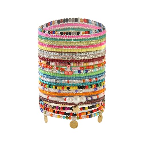 Image of Beaded Anklets for Women Handmade Boho Beaded Ankle Bracelets Colorful Beads Foot Anklets for Women