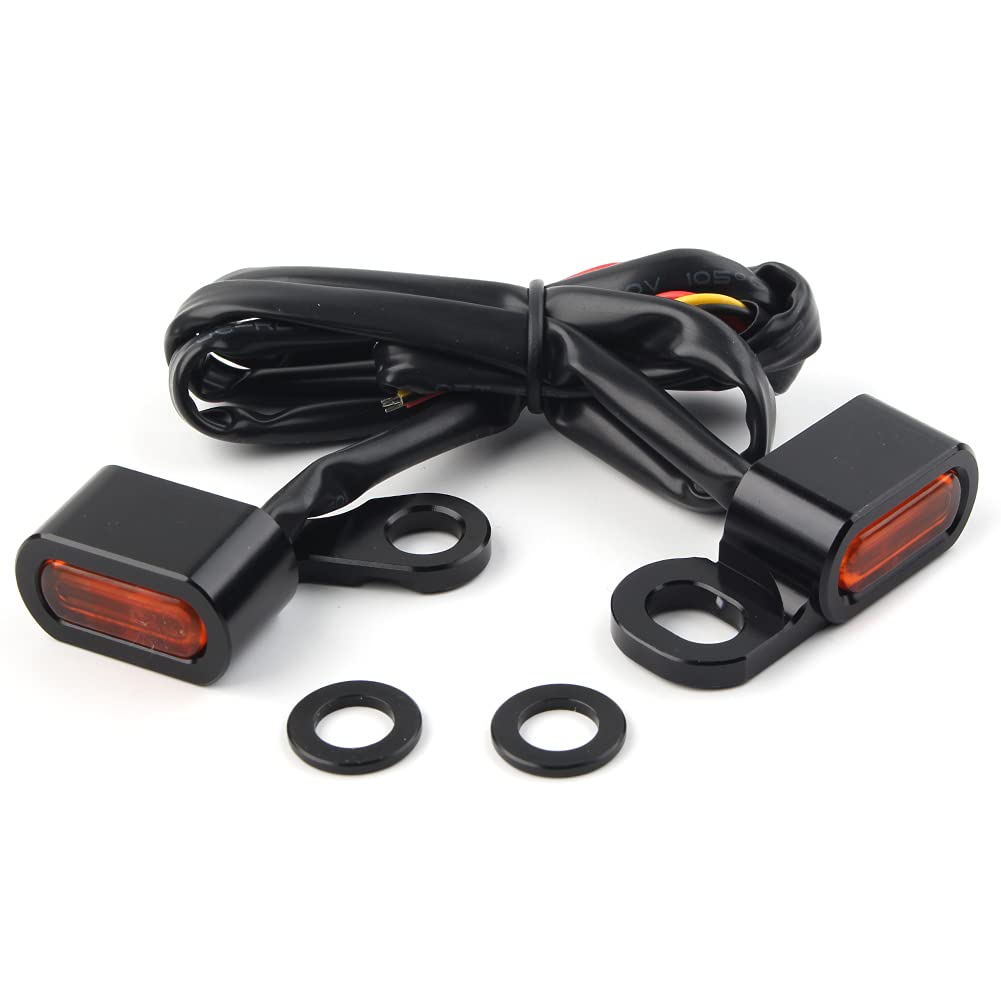 Cnfang4 LED Motorcycle Turn Signals Lights Blinker Indicator for Harley for Sportster XL883 XL1200 1996-2003, Dyna 1999-2017, for Softail FLST FXST 2000-2014, Black & Amber Lens