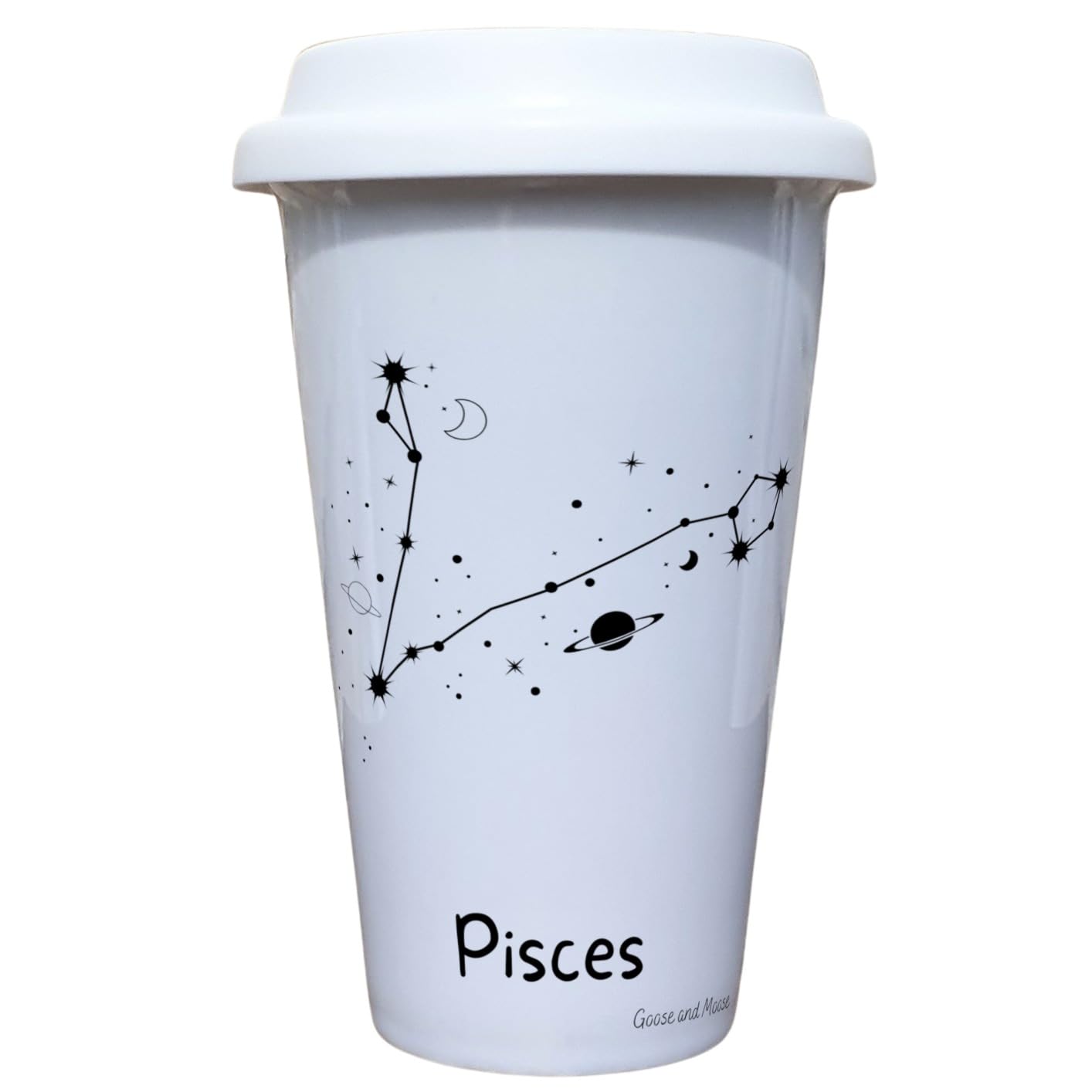 Pisces Travel Mug Personalised - Gift for Outer Space Lover - Personalised Astronaut Thermal Ceramic Insulated Travel Mug