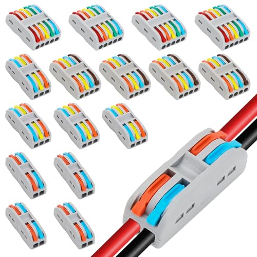 16 Packs Wire Connectors Push,Electrical Connectors Fit 2/3/4/5-Port,Cable Connector Block,Electric Wire Connectors,Terminal Block With Levers,Electrical Wire Connectors For Lighting,Sockets,Circuits