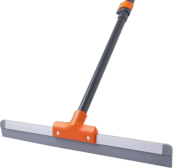 CLEANHOME Rubber Floor Squeegee for Concrete Floor, Tile Floor, Metal Aluminium Heavy Duty Garage Shower Floor Squeegee Broom for Removing Water, Commercial Scrubber Mop with Extendable Long Handle