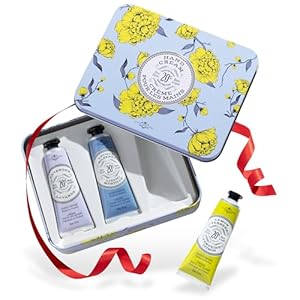 La Chatelaine Hand Cream Trio Tin, Mothers Day Gift Set, Natural Hand Lotion, Made in France with 20% Organic Shea Butter, Nourishing (Lavender, Lychee Bilberry & Lemon Verbena) 3 x 1 fl oz