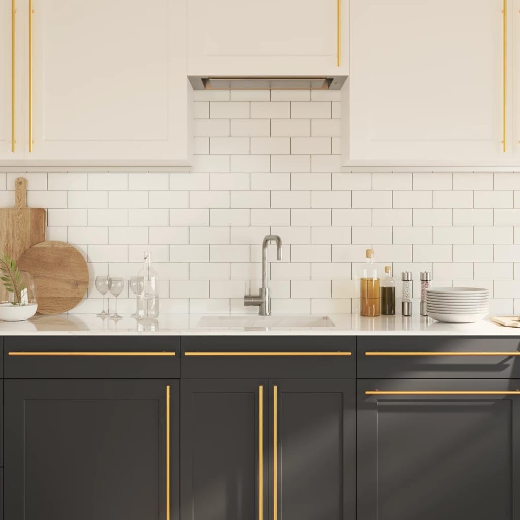 Möbelgriffe 10 Stück Golden 480 mm Edelstahl Schubladengriffe Türknäufe Möbelbeschläge für Schrank, Kommode, Küche, Bad, Schlafzimmer, Wohnzimmer, DIY, Renovierung, Upcycling