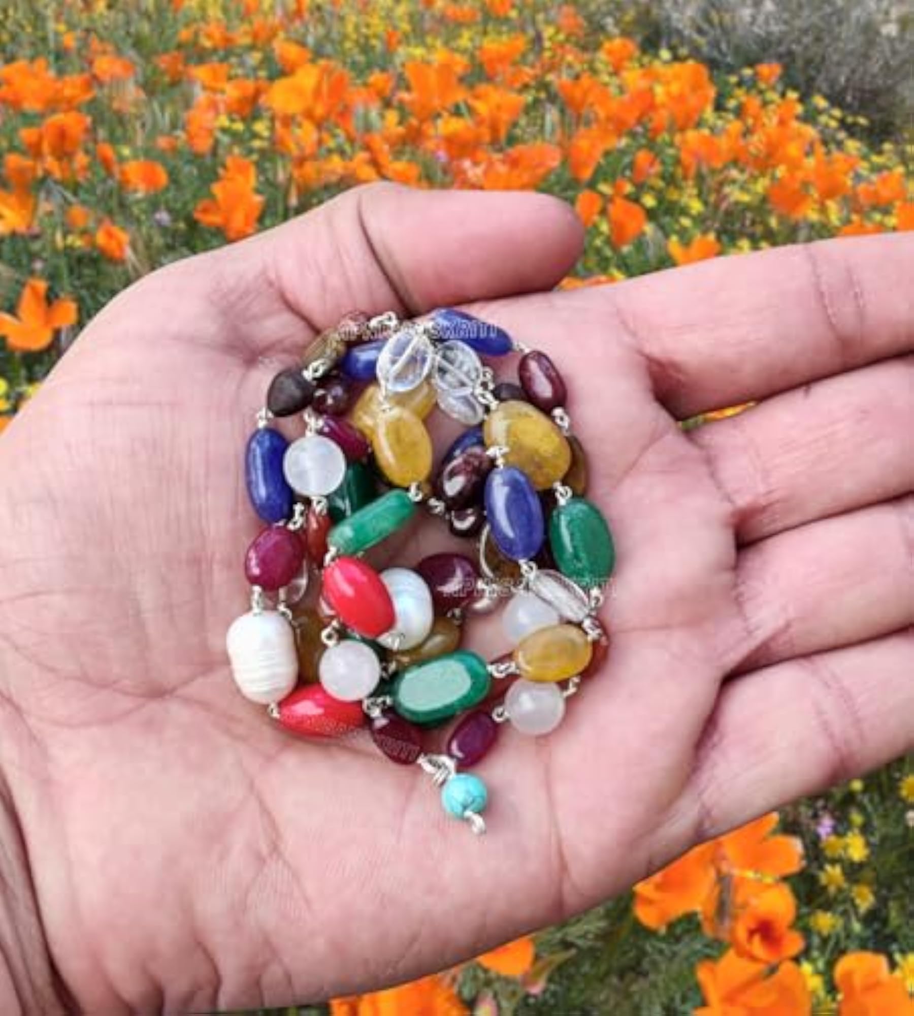 Colour Mala with Chain, Lab Certified A+ Stones