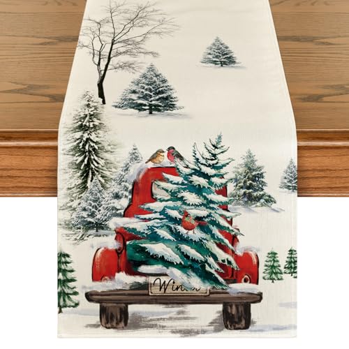Artoid Mode Aquarell Lastkraftwagen Bäume Weihnachten Tischläufer,...