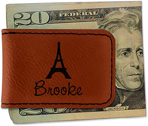 Personalized Eiffel Tower Leatherette Magnetic Money Clip - Single Sided