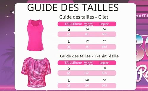 ELFIN T-Shirt en Maille pour Femme Tenue des années 80 pour Le Carnaval Fête à thème Haut en Maille Haut d'été – vue 4