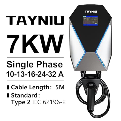 TAYNIU SpeedyPro 7kW EV Carregador Tipo 2 com Cabo de 5m - Estação de Carregamento de Parede para Ca
