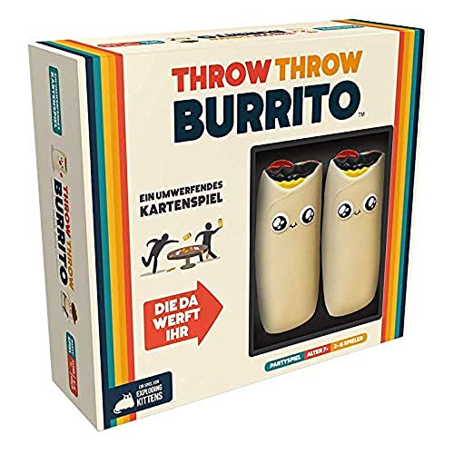Asmodee Exploding Kittens, Throw Throw Burrito (Auflage 2022), Partyspiel, Kartenspiel, 2-6 Spieler,...