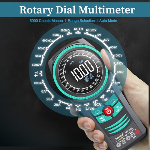Image of Digital AC DC Professional Multimeter Tester, TRMS 6000 Counts Rotary Dial Electrical Automotive Autoranging DMM 1000V NCV Volt Ohm Amp Meter, Capacitance Temperature Diode